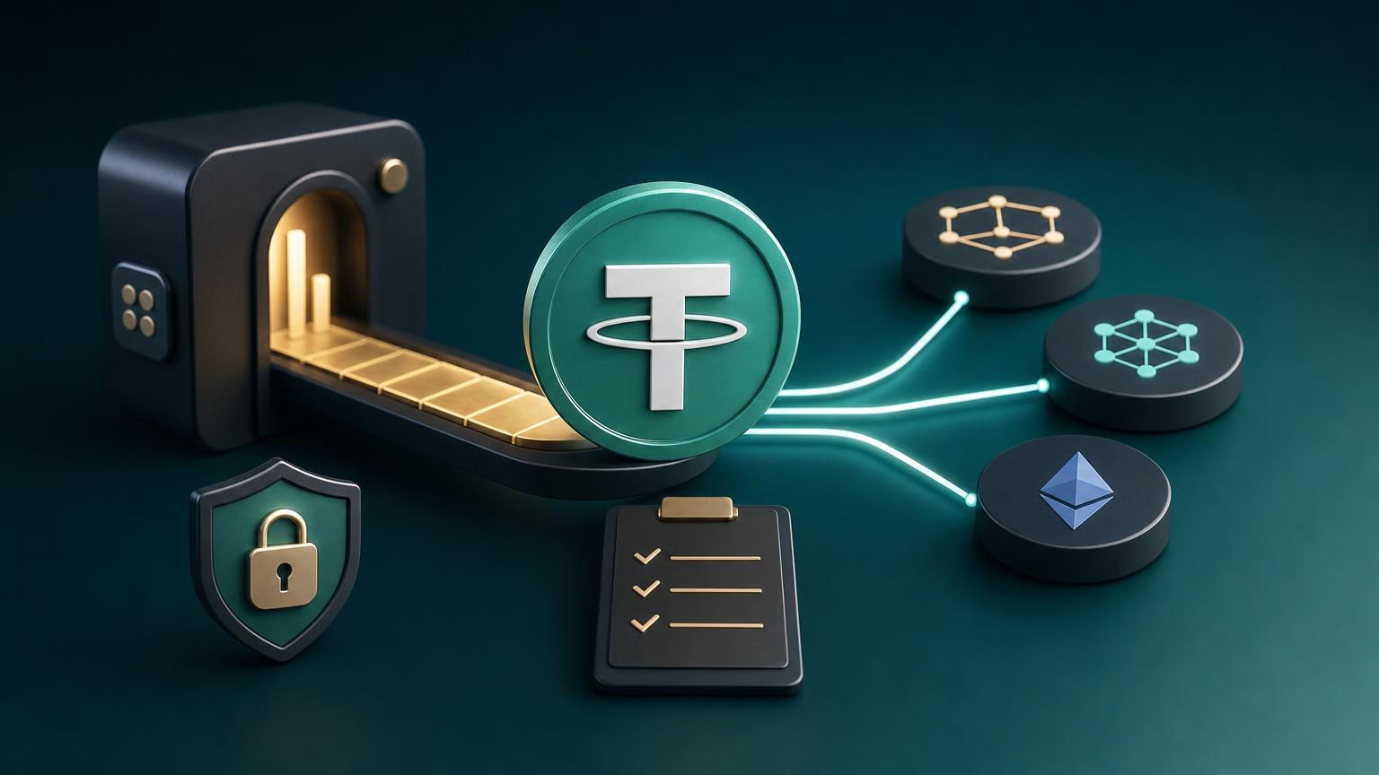 A user verifies USDT networks, wallet addresses, fees, and blockchain confirmations before completing a cross-network exchange